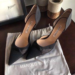 Manolo Blahnik Lisy Crepe d'Orsay 70mm Pump, Black